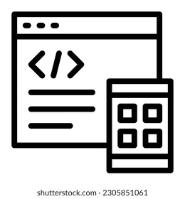 Mobile App Development Coding Simple Line Icon Logo Symbol