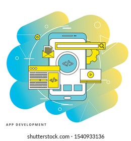 Mobile app development concept with flat style
