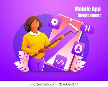 mobile app development concept illustration