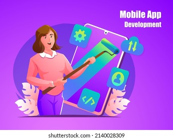 mobile app development concept illustration