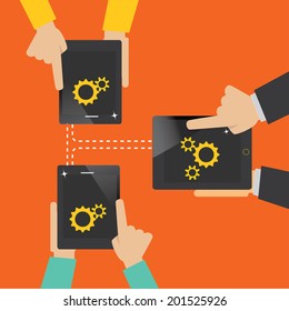 mobile app development concept,team work concept