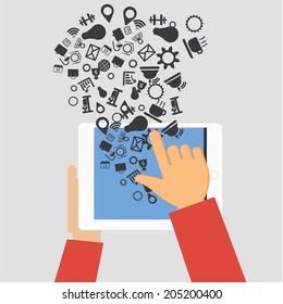 mobile app development concept,team work concept