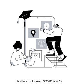 Mobile app development courses abstract concept vector illustration. Frontend courses, become a junior APP developer, IT company jobs, interactive environment applications abstract metaphor.