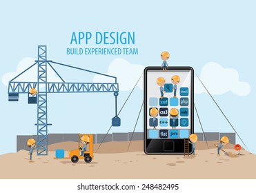 Mobile App Development, Experienced Team - Vector Illustration, Graphic Design, Editable For Your Design 