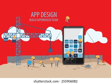 Mobile App Development, Experienced Team - Vector Illustration, Graphic Design, Editable For Your Design