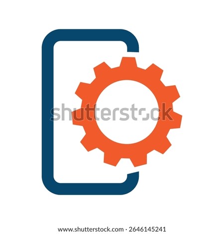 Mobile App Development Icon Logo, Mobile Repair Service, Gear and Mobile Icon, Mobile Developer Setting Mode Icon.