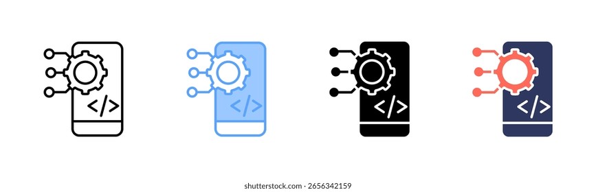 Mobile App Development icon sheet multiple style collection