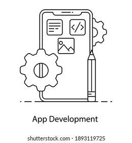 
Mobile app development icon in trendy style 