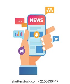 Servicios de desarrollo de aplicaciones móviles fondo de publicidad teléfono plano sujetando iconos de aplicación manual