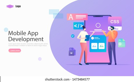 Mobile App Development Vector Illustration Concept, Suitable for web landing page, ui, mobile app, editorial design, flyer, banner, and other related occasion