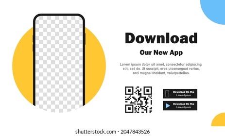 Mobile App. Download app. Banner page for downloading a mobile application. Smartphone blank screen for your applications. Vector illustration
