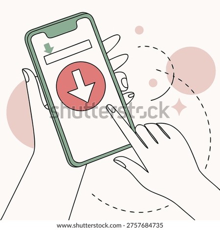  Mobile App Download Concept Flat Vector Illustration