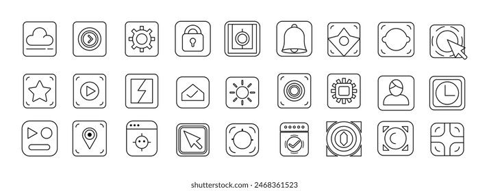 Mobile App Essentials Vector Set Icon Templates for User Interfaces