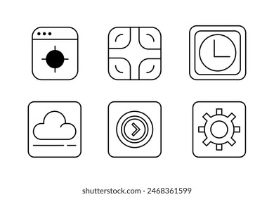 Mobile App Essentials Vector Set Icon Templates for User Interfaces