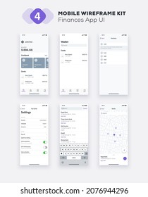 Kit de interfaz de usuario de financiación de aplicaciones móviles. Sitio web comercial o plantilla móvil. Diseño de interfaz gráfica de usuario (GUI) de respuesta.