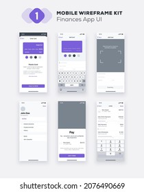 Aplicación móvil. Finanzas UI, UX, elementos de diseño GUI. Plantilla de interfaz de aplicación móvil.