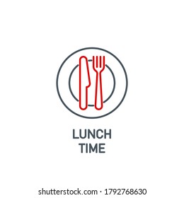 mobile app food time icon plate with fork and knife isolated on white background. outline app symbol plate for food with cutlery: knife and fork. Quality element lunch break time with editable Stroke