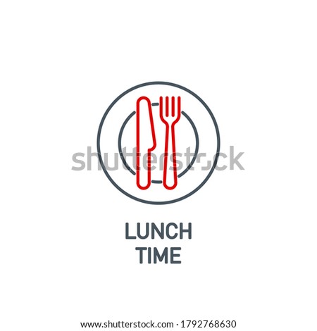 mobile app food time icon plate with fork and knife isolated on white background. outline app symbol plate for food with cutlery: knife and fork. Quality element lunch break time with editable Stroke