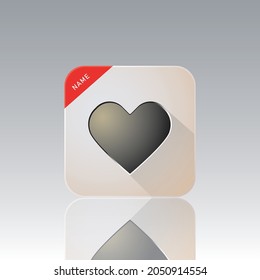 mobile app Symbol für Kartenspiel, Vektorgrafik schwarzes Herz Symbol einzeln auf weißem Quadrat-Button.