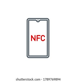 mobile app icon contactless payment NFC smartphone via POS terminal banner isolated on white. payment method outline symbol. Acquiring bank payment icon. Quality element terminal with editable Stroke