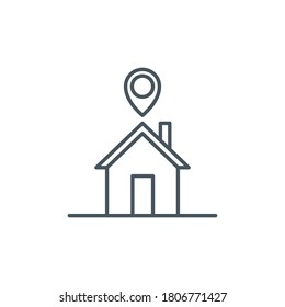 mobile app icon enter your home address for the food delivery service isolated on white. outline app symbol address location pointer. Quality element geolocation cursor in house with editable Stroke