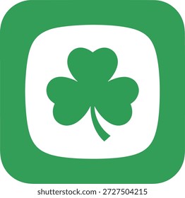 Mobile app icon featuring a shamrock clover. Flat vector illustration suitable for applications, software branding, and Irish-themed digital designs, isolated on white background.