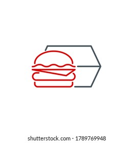 mobile app icon hot hamburger cheeseburger delivery service isolated on white background. outline app symbol takeaway fast food. Quality icon element take away hot sandwich burger with editable Stroke