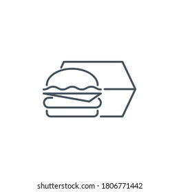 mobile app icon hot hamburger cheeseburger delivery service isolated on white background. outline app symbol takeaway fast food. Quality icon element take away hot sandwich burger with editable Stroke