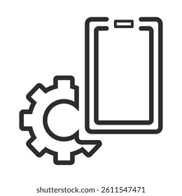 mobile app icon, information technology, flat vector illustration on white background
