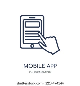 Mobile app icon. Mobile app linear symbol design from Programming collection. Simple outline element vector illustration on white background.