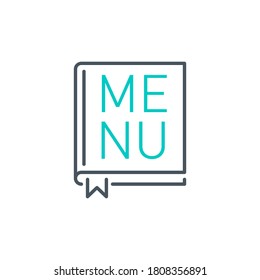 mobile app icon menu for online order and food delivery banner isolated on white. outline app symbol menu book. Quality element smartphone application with editable Stroke