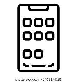 Mobile app icon outline vector. Smart phone. Web cellphone