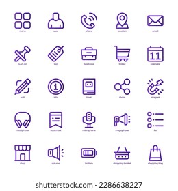 Paquete de iconos de aplicación móvil para el diseño de tu sitio web, logotipo, aplicación e interfaz de usuario. Icono de aplicación móvil diseño de gradiente de línea básico. Ilustración gráfica vectorial y trazo editable.