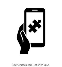 Mobile app icon. Puzzle piece. Autism icon. Vector icon isolated on white background.