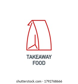 mobile app icon set food in a paper bag and a drink in a cup isolated on white. outline app icon symbol paper bag, cup with coffee, soda or cocktail. fast food Quality element with editable Stroke