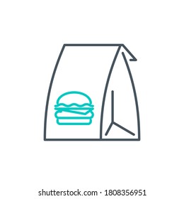 mobile app icon set food in a paper bag and a drink in a cup isolated on white. outline app icon symbol paper bag, cup with coffee, soda or cocktail. fast food Quality element with editable Stroke