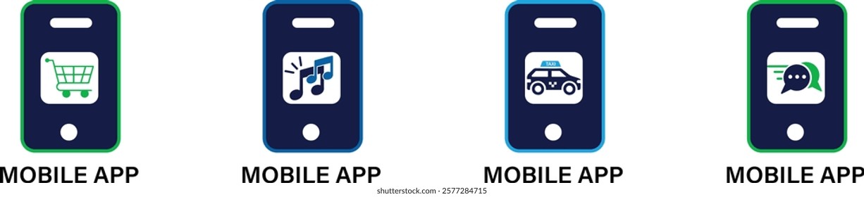 Mobile app icon set You can easily change the color.