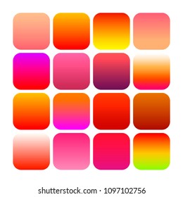 Mobile app icon templates set. Modern abstract backgrounds, bright vivid color gradients. Minimal style flat button design. Vector templates for mobile application logo and for smartphones screens.
