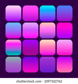 Mobile app icon templates set. Modern abstract backgrounds, purple color gradients. Minimal style flat button design. Vector templates for mobile application logo and for smartphones screens. EPS 10