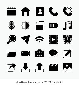 Mobile app icons set. User interface, application, web, icons collection. vector illustration.