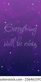 Mobile App Instagram Stories Motivation Quote Abstract Background Night Sky With Fog And Stars Beautiful Lines And Sparkles Pink Purple Vector Design