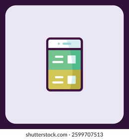 Mobile App Interface Design Icon: Minimalist Smartphone Display with Menu and Box Elements