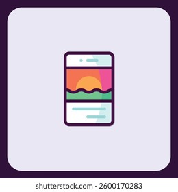 Mobile App Interface Design with Sunset Seascape Illustration