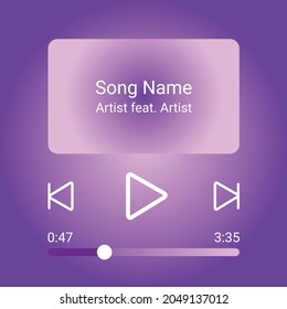 Mobile App Interface. Music Player. Vector Illustration. Pink gradient player
