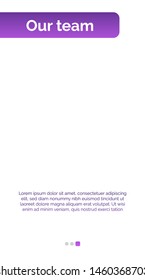 Mobile app interface template with left violet header, sample text. Mobile, screen, webpage. Internet technologies concept. Vector illustration can be used for presentation slide, web design, project