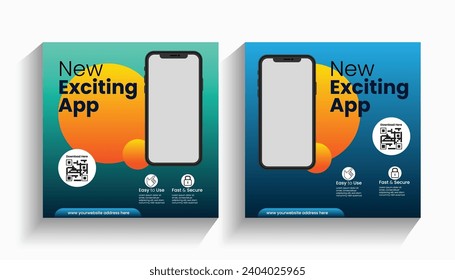  Mobile app launch promotional post and web banner template