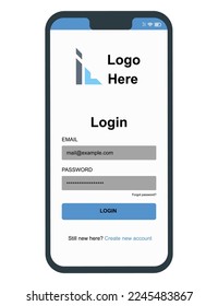 mobile app login display, smartphone app uiux design