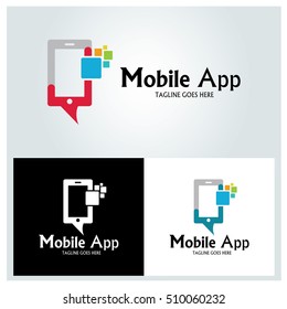 Mobile App Logo Design Template ,Vector Illustration 