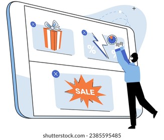 Mobile app marketing vector illustration. Consumerism in mobile app industry is driven by convenience and personalized experiences Data analysis is crucial for understanding user patterns