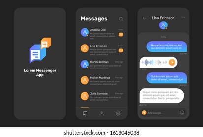 The mobile app messenger chat. web design screens. 
